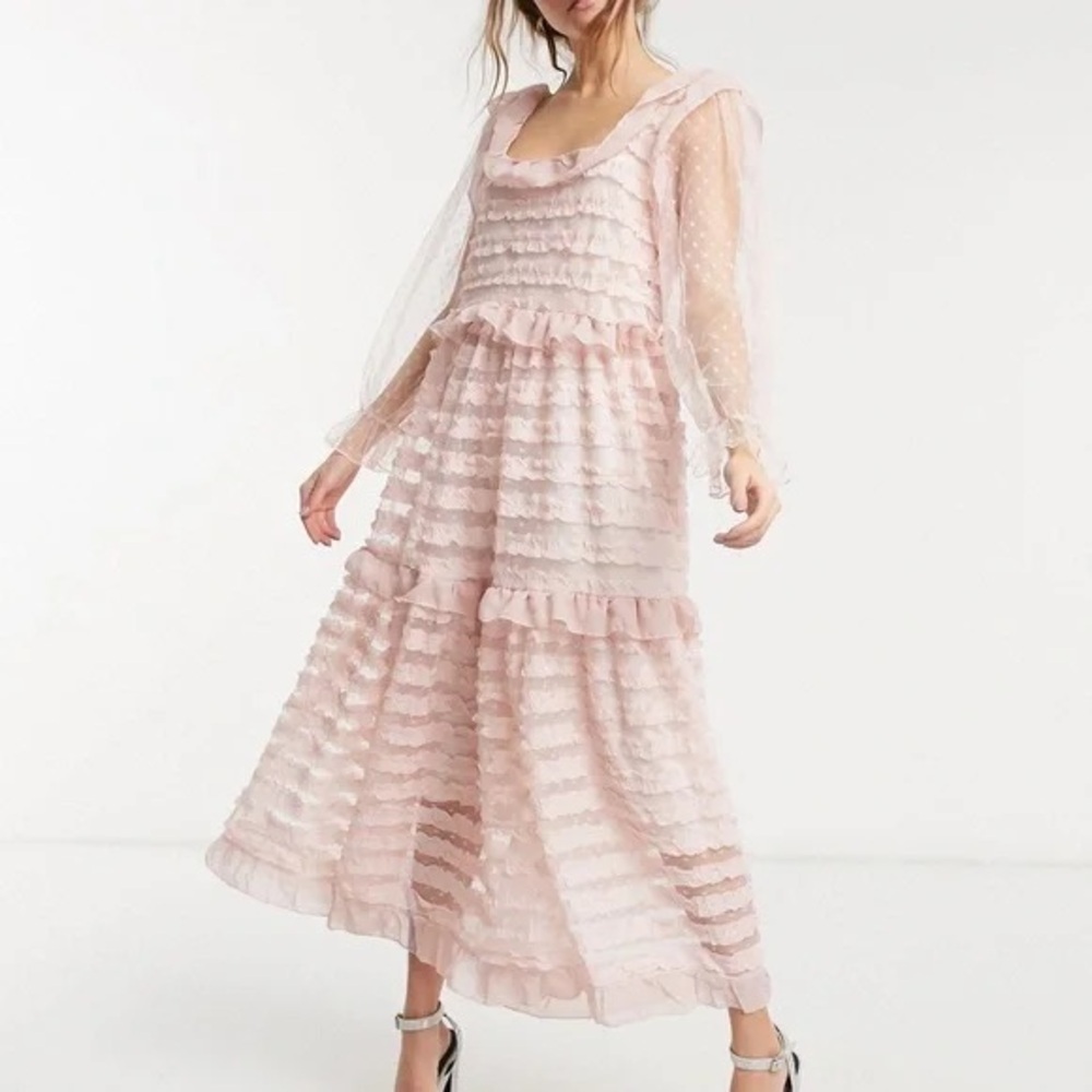 Sister Jane Dusty Pink Tiered Ruffle Maxi Dress